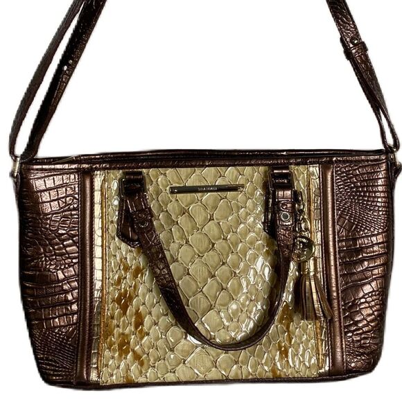 #165 BRAHMIN Champagne & Bronze Bag - Picture 1 of 13